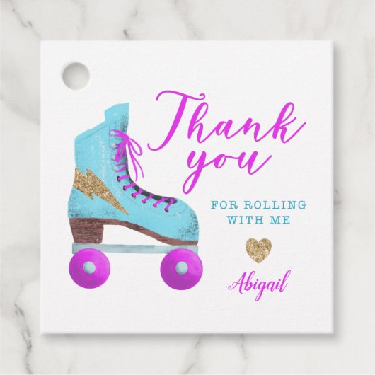 Leuk kleurrijk rolschaatsen verjaardagsfeest bedankjes labels (Voorkant)