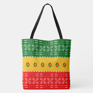 Leuk kleurrijk rood goud en groen stampatroon tote bag