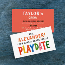 Leuk Kleurrijk Rood Playdate Kind Modern Script