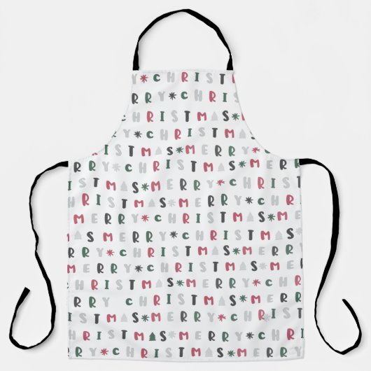 leuk , kleurrijk script kerst schort (Voorkant)