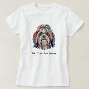 Leuk Kleurrijk Shih Tsu Hond Design T-shirt