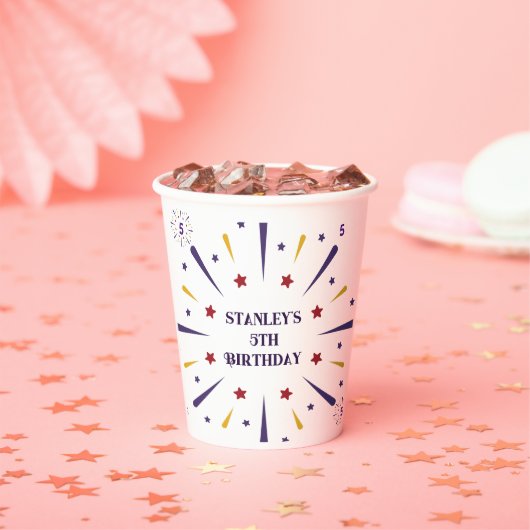 Leuk kleurrijk ster verjaardagsfeestje papieren bekers (Insitu)