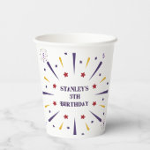 Leuk kleurrijk ster verjaardagsfeestje papieren bekers (Achterkant)