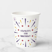 Leuk kleurrijk ster verjaardagsfeestje papieren bekers (Voorkant)