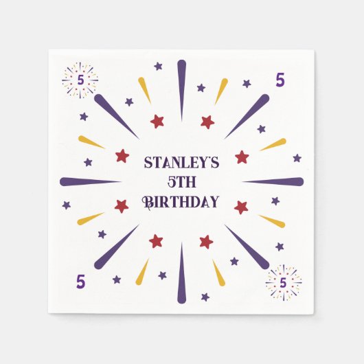 Leuk kleurrijk ster verjaardagsfeestje servet (Voorkant)