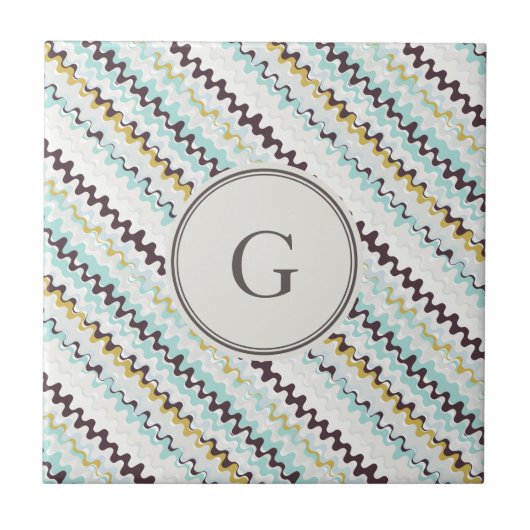 Leuk kleurrijk turkoois abstract patroonmonogram tegeltje (Voorkant)