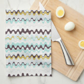 Leuk kleurrijk turkoois abstract patroonmonogram theedoek (Quarter Fold)