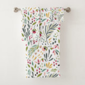 Leuk Kleurrijk Wilde Bloemen & Bladpatroon Bad Handdoek (Insitu)