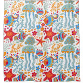 Leuk kleurrijk Zee Dieren Patroon Douchegordijn (Voorkant)