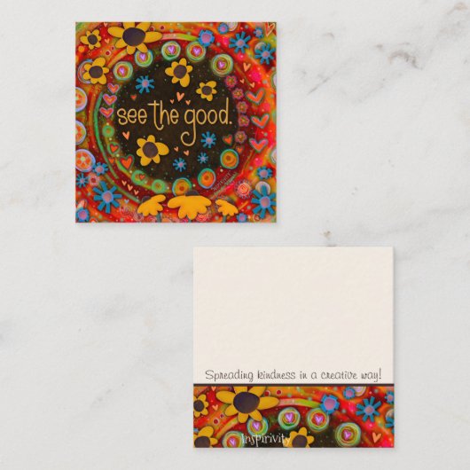 Leuk kleurrijk Zie de goede inspirerende vriendeli Vierkante Visitekaartje (Voorkant / Achterkant)