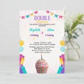  & Leuk Kleurrijke Kinder Dubbele Verjaardag Kaart (Staand voorkant)