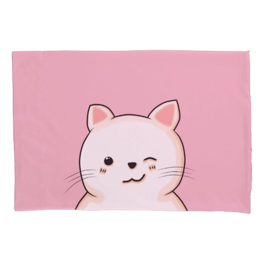 Leuk knipogen kitty Cat roze kussen hoesjes Kussensloop (Voorkant)