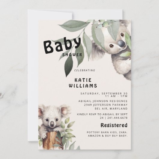 Leuk Koala Beer Beige Oh Boy! Baby Shower Kaart (Voorkant)