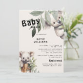 Leuk Koala Beer Beige Oh Boy! Baby Shower Kaart (Staand voorkant)