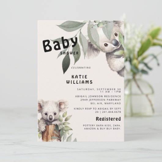 Leuk Koala Beer Beige Oh Boy! Baby Shower Kaart (Staand voorkant)