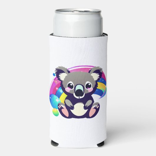 Leuk Koala Beer en Rainbow gepersonaliseerd Seltzer Blikjeskoeler (Seltzer Voorkant)