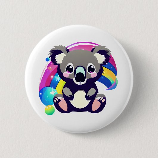 Leuk Koala Beer en Regenboog Ronde Button 5,7 Cm (Voorkant)