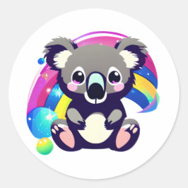 Leuk Koala Beer en Regenboog Ronde Sticker
