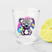 Leuk Koala Beer en Regenboog Shot Glas (Voorkant)