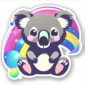 Leuk Koala Beer en Regenboog Sticker (Voorkant)
