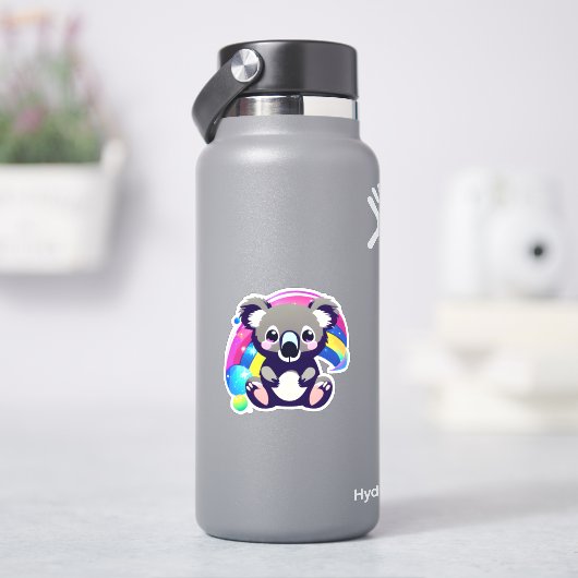 Leuk Koala Beer en Regenboog Sticker (HydroFlask)