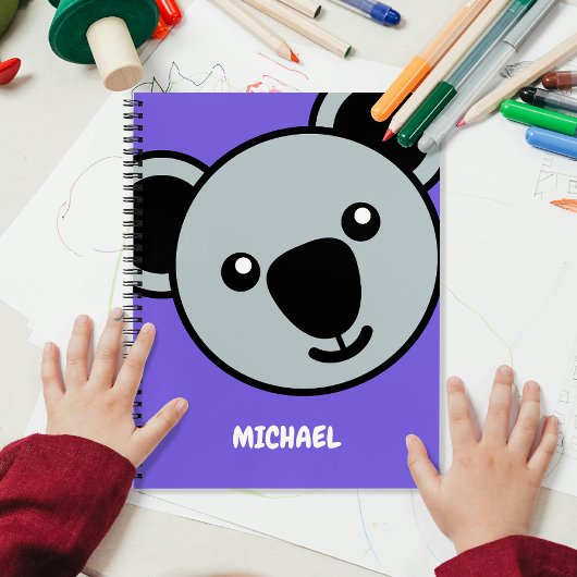 Leuk Koala hoofd | Eenvoudige Cartoon naam Monogra Notitieboek