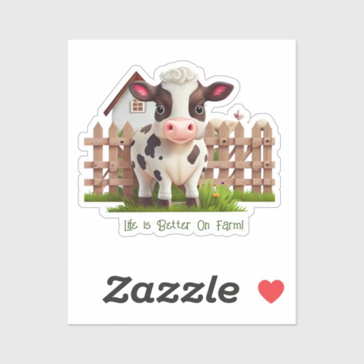 Leuk Koe leven is beter op Boerderij Custom Cut Vi Sticker (Vel)