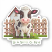 Leuk Koe leven is beter op Boerderij Custom Cut Vi Sticker (Voorkant)