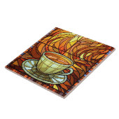 Leuk koffiehuis keuken faux gebrandschilderd glas tegeltje (Zijkant)