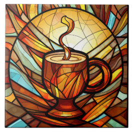 Leuk koffiehuis keuken faux gebrandschilderd glas tegeltje