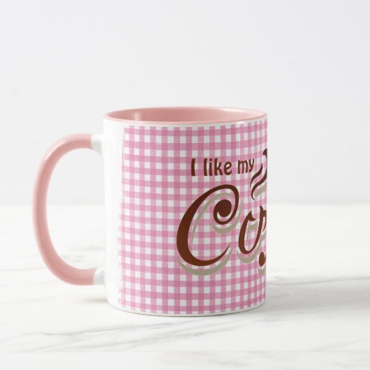 leuk koffietje voor roze gingham mok (Links)