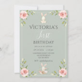 Leuk konijn 1e Sage Verjaardagsfeest Kaart (Voorkant)