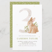 Leuk konijn bos derde verjaardag uitnodiging (Voorkant / Achterkant)