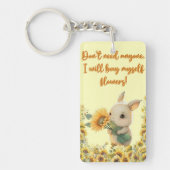 Leuk konijn Holding Zonnebloem | Acryl Sleutelhang Sleutelhanger (Voorkant)