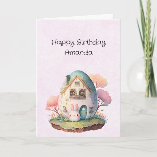 Leuk konijn Japanse Kawaii stijl Verjaardag Bedankkaart (Voorkant)