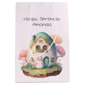 Leuk konijn Japanse Kawaii stijl Verjaardag Medium Cadeauzakje (Voorkant)