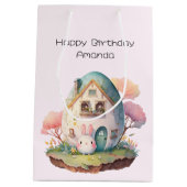 Leuk konijn Japanse Kawaii stijl Verjaardag Medium Cadeauzakje (Achterkant)