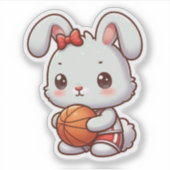 Leuk konijn, konijn, basketbal sticker (Voorkant)