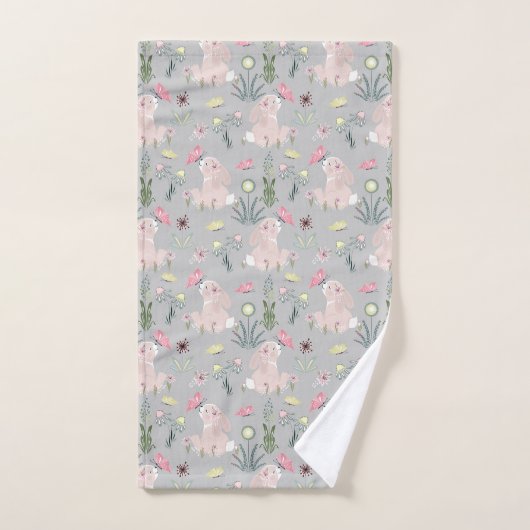 Leuk konijn met bloemen en vlinders bad handdoek (Handdoek)