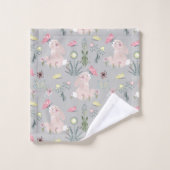 Leuk konijn met bloemen en vlinders bad handdoek (Wasdoekje)