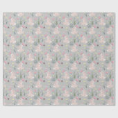 Leuk konijn met bloemen en vlinders cadeaupapier (Vlak)