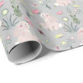 Leuk konijn met bloemen en vlinders cadeaupapier (Rol Hoek)