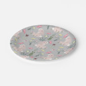 Leuk konijn met bloemen en vlinders papieren bordje (Gekanteld)