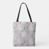 Leuk konijn met bloemen en vlinders tote bag (Achterkant)