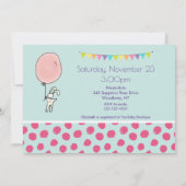 Leuk konijn met een ballon Baby shower uitnodigen Kaart (Achterkant)