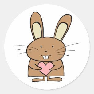 Leuk konijn met hart ronde sticker