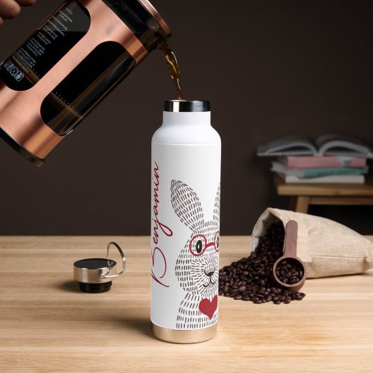 Leuk Konijn Rood Unieke Waterfles (Koffie)