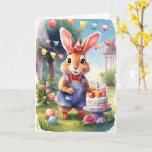 Leuk konijntje, buiten vieren in de tuin | KAART (Gele Bloem)