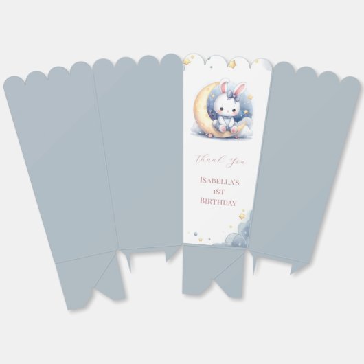 Leuk konijntje dat op de maan zit bedankdoosjes (Ongevouwen)