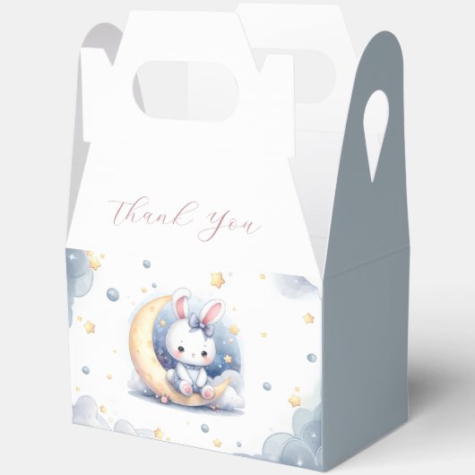 Leuk konijntje dat op de maan zit bedankdoosjes (Open)